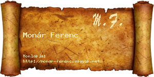 Monár Ferenc névjegykártya
